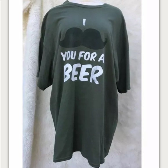 Gildan Other - Mustache Men’s Tee Beer XXL NWT Green Graphic 2X